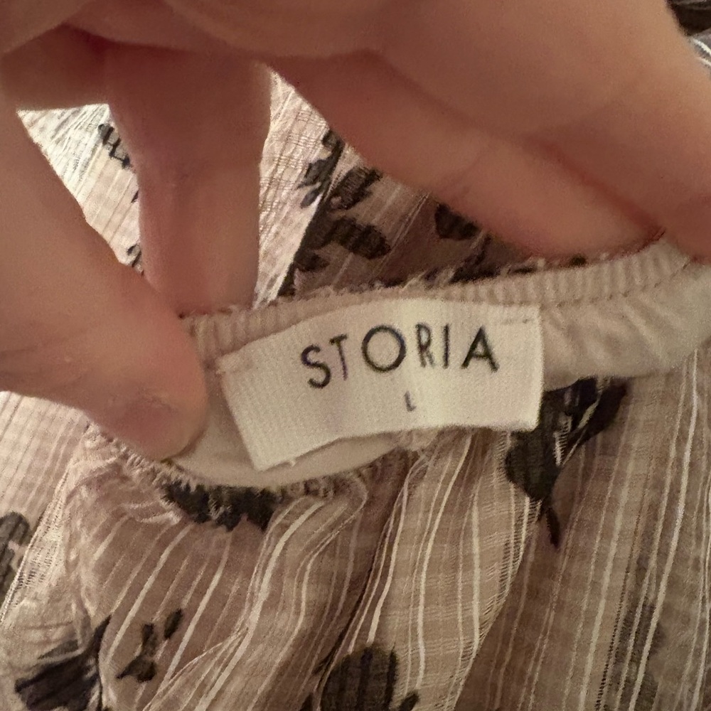 Storia Floral Ruffle Babydoll Mini Tie Back Dress Size L - Picture 7 of 8